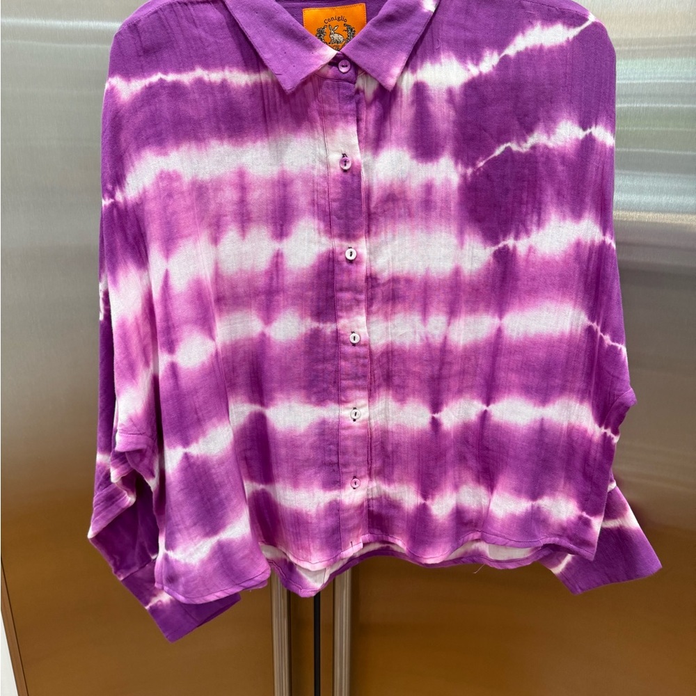 Vibrant Purple Women's Tie-Dye Blouse
